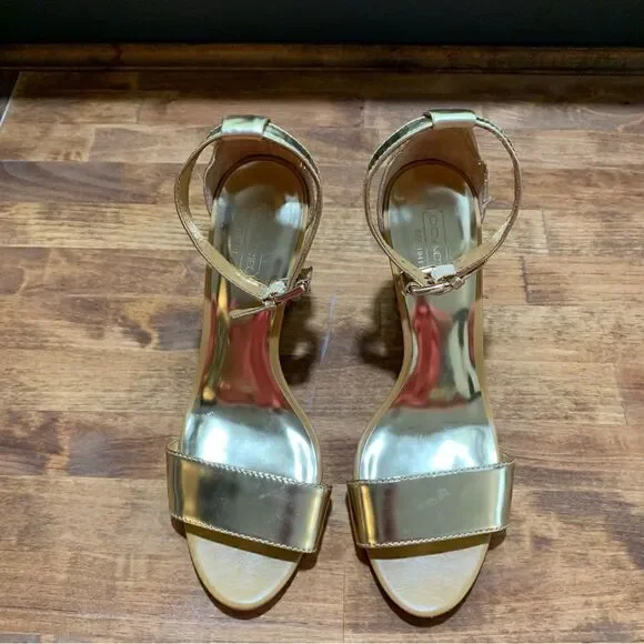 Coach Sharrin Metallic Gold Wedges Sz 7.5 - Picture 5 of 9